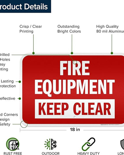 Fire Equipment Keep Clear Sign, 12x18 Inches, 3M EGP Reflective .063 Aluminum, Fade Resistant, Made in USA by My Sign Center