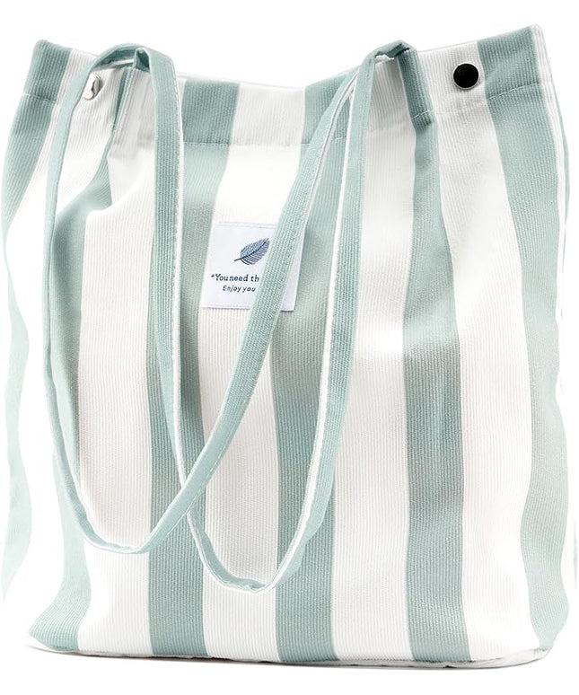 Corduroy Tote Bag Cute Tote Bags for Women Shoulder Bag with Inner Pocket for Work Beach Travel and Shopping Grocery