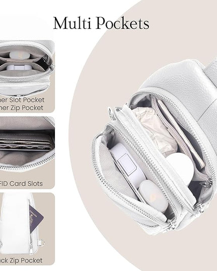 befen Genuine Leather Small Sling Bag for Women Anti-Theft Crossbody Chest Bags Fanny Packs for Travel with RFID Card Slots