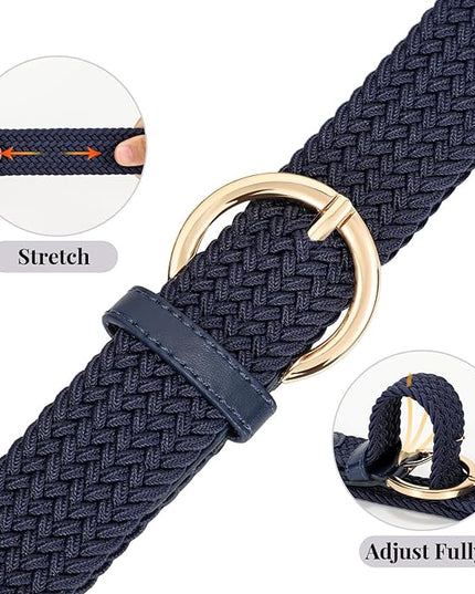 JASGOOD Women Men Braided Woven Elastic Stretch Belt Golf Canvas Casual Belt for Jeans Pants