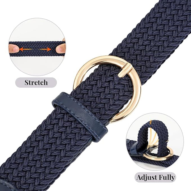 JASGOOD Women Men Braided Woven Elastic Stretch Belt Golf Canvas Casual Belt for Jeans Pants