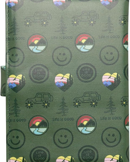 Life is Good Travel Passport Cover - Anti-Theft Passport Holder Wallet with Interior Card Slots, Magnetic Snap Closure, Outdoors