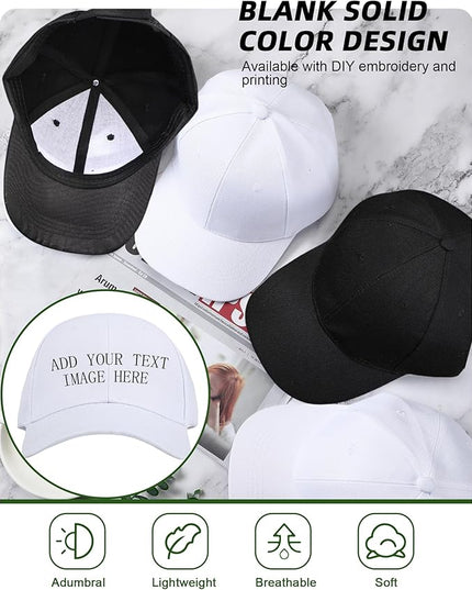 Handepo 24 Pcs Blank Baseball Cap Adjustable Back Strap Plain Blank Camouflage Hat Unisex Baseball Cap for Trucker Men Women