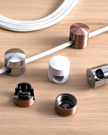 3 Sets Charger Holders for Cords, Adjustable Cable Anchor Holders, Adhesive Metal Cord Clips, Cable Management Wire Organizers for Desk, Office, Nightstand - White, Silver, Red Bronze