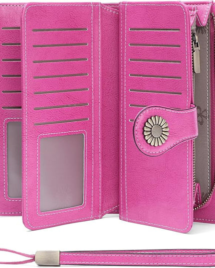 SENDEFN Wallets for Women Leather Credit Card Holder with RFID Blocking Large Capacity Wristlet | with RFID Blocking, Large Capacity, Wristlet, with RFID Blocking, Large Capacity, Wristlet