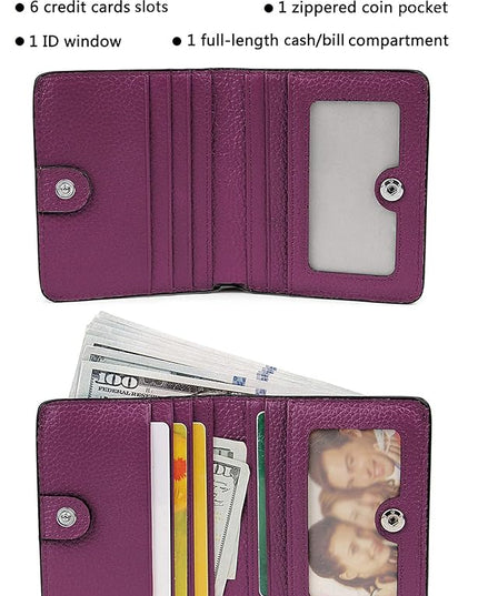 AINIMOER Small Leather Wallet for Women, Ladies Credit Card Holder RFID Blocking Women's Mini Bifold Pocket Purse