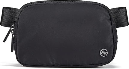 Pander Two Way Zipper Fanny Pack Nylon Everywhere Belt Bag for Women, Water Repellent Waist Packs, Crossbody Bags with Adjustable Strap (Black).