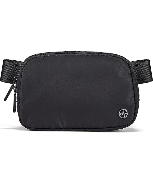 Pander Two Way Zipper Fanny Pack Nylon Everywhere Belt Bag for Women, Water Repellent Waist Packs, Crossbody Bags with Adjustable Strap (Black).