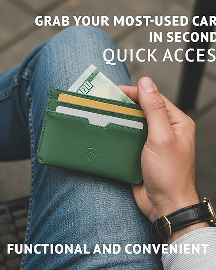 Vaultskin MOORGATE Slim Card Holder - Minimalist Leather Wallet, RFID Blocking Sleeve, Fits Front Pocket, for Men and Women