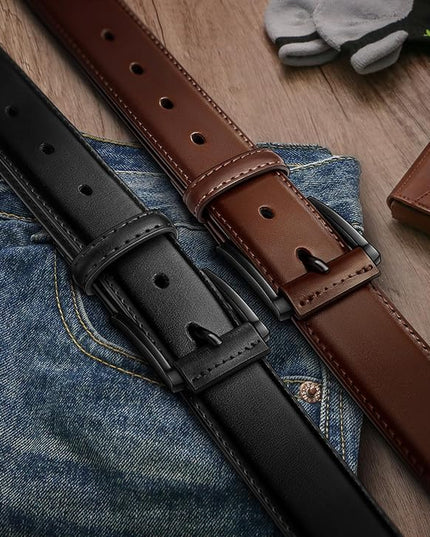 KEMISANT Men Belt 2Pack – Genuine Leather Belt for Men Dress Casual Golf Jeans 1 3/8"