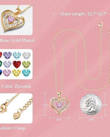 REDBEE Necklaces for Women Birthstone Heart Necklace Jewelry for Wife Girlfriend Woman Necklace
