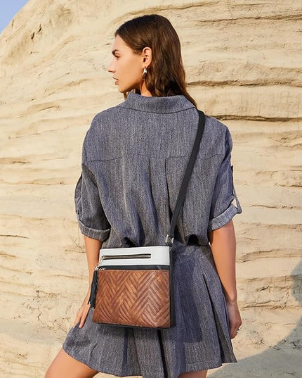 BOSTANTEN Crossbody Purses for Women Medium Shoulder Bag Quilted Handbags with Zipper Pocket