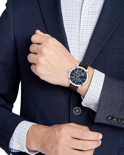 Tommy Hilfiger Men's Dressy Watch – Quartz Multifunction, Stainless Steel Case, Skeleton Dial, Link Bracelet – Gift for Him