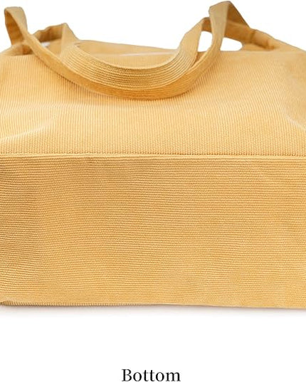 Corduroy Tote Bag Cute Tote Bags for Women Shoulder Bag with Inner Pocket for Work Beach Travel and Shopping Grocery