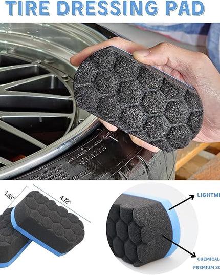 7PCS Car Wheel Rims Detail Cleaning PRO Wash Kit, Wheel Wash Mitt, Tire Brush, 2PCS Soft Woolies Wheels Brush, Detailing Brush, and Tire Dressing Pads, Microfiber Dry Towel Scratch-Free Cleaning