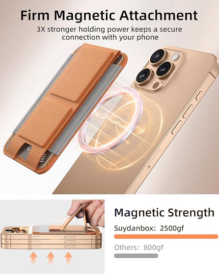Magsafe Wallet with Angle Adjustable Stand, Magnetic Card Holder for iPhone 16/15/14/13/12 Series (Not for iPhone Mini), 1 Slot, 6 Cards, Cantaloupe