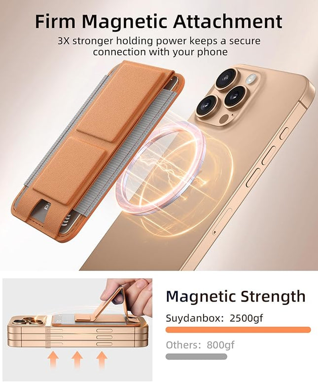 Magsafe Wallet with Angle Adjustable Stand, Magnetic Card Holder for iPhone 16/15/14/13/12 Series (Not for iPhone Mini), 1 Slot, 6 Cards, Cantaloupe