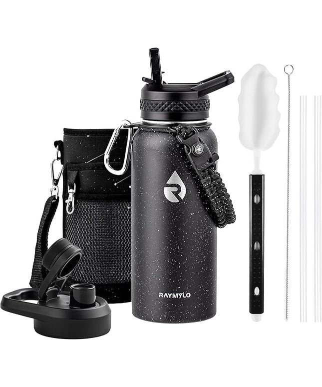 32oz Insulated Water Bottle, Triple Wall Vacuum Stainless Steel Water Bottles - Keeps Cold 48H, Reusable Metal water flask Jug for Gym, Sports, Camping, Hiking,Travel, Starry Sky-Black