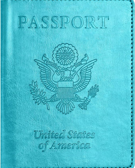 Passport and Vaccine Card Holder Combo with Vaccine Card Slot, Passport Wallet, Passport Cover/ Case for Women and Men(AK-turquoise)