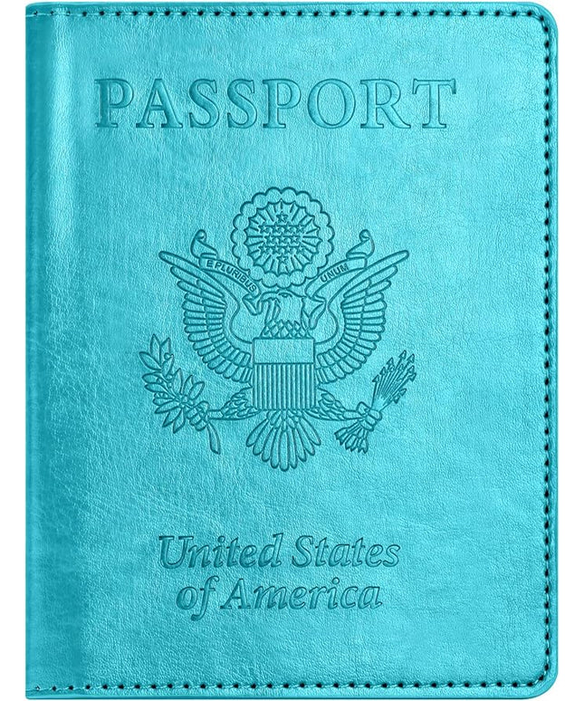 Passport and Vaccine Card Holder Combo with Vaccine Card Slot, Passport Wallet, Passport Cover/ Case for Women and Men(AK-turquoise)
