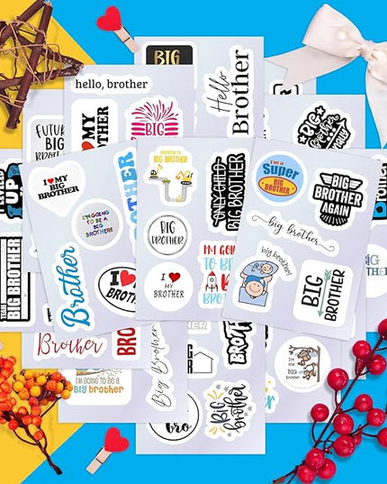 BulbaCraft Big Brother Stickers for Water Bottle and Laptop - Big Brother Party Supplies & Decorations, Waterproof Vinyl Decals, Sibling and Family Stickers, Gifts for Women & Men
