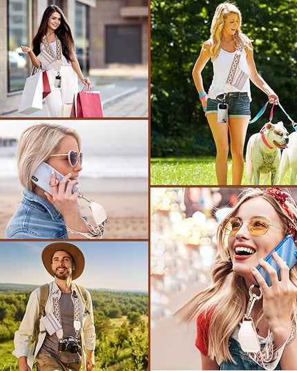 XANGNIER Clip and Go Strap for Phone with Wallet Crossbody, Phone Strap with Zippered Wallet, Adjustable Anti Theft Cellphone Lanyard for Women, Cellphone Chain Accessories,Multicolor 2