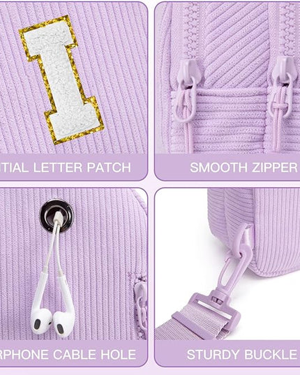 Viverte Small Corduroy Sling Bag Initial Crossbody Bag Fanny Pack for Girls Personalized Birthday Gifts for Teen Girls Gifts