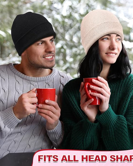 Winter Beanie Hats Bulk for Women Men Cozy Knitted Cuffed Skull Cap Soft Ski Hat for Homeless Gift Donation