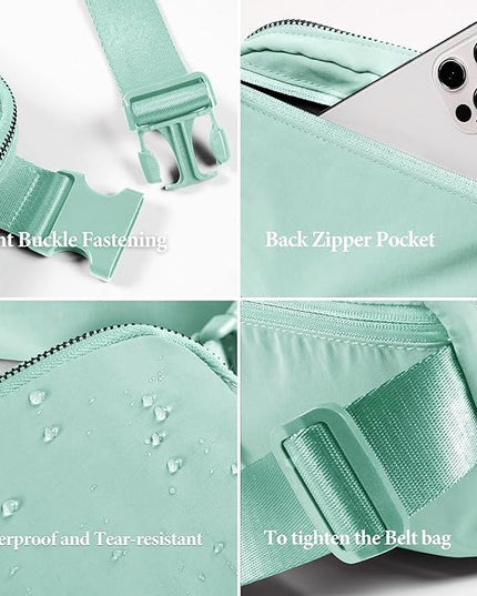 YOSHUYUKI Fanny Pack Crossbody Bag Trendy Waterproof Small Cross Body Purse for Women Men Fashion Waist Packs Mini Belt Pouch Chest Bum Hip Bag Lulu Dupes for Travel Vacation Running Matcha Cream