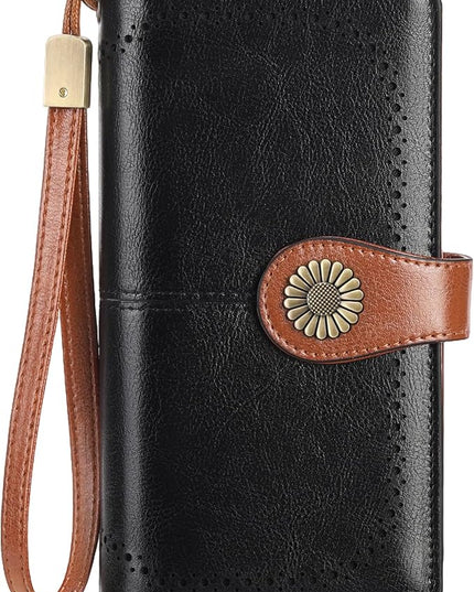 SENDEFN Wallets for Women Leather Credit Card Holder with RFID Blocking Large Capacity Wristlet | with RFID Blocking, Large Capacity, Wristlet, with RFID Blocking, Large Capacity, Wristlet