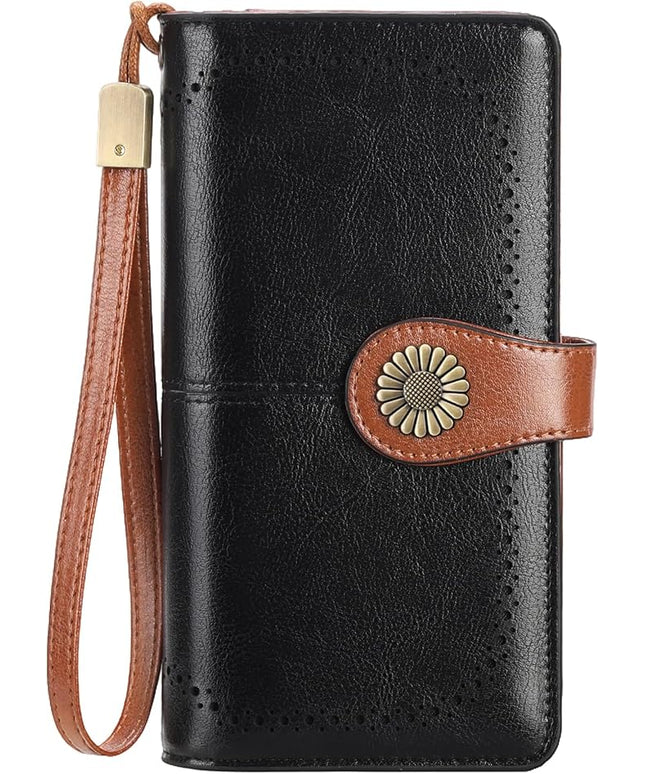 SENDEFN Wallets for Women Leather Credit Card Holder with RFID Blocking Large Capacity Wristlet | with RFID Blocking, Large Capacity, Wristlet, with RFID Blocking, Large Capacity, Wristlet