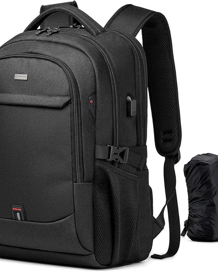 DUSLANG 17 Inch Laptop Backpack for Travel with Backpack Rain Cover College Backpack for Men Laptop Bag with USB Charging Port,Black