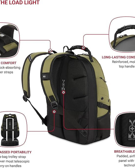 SwissGear 1900 Scansmart TSA 17 Laptop Backpack, Olive Branch, 19-Inch