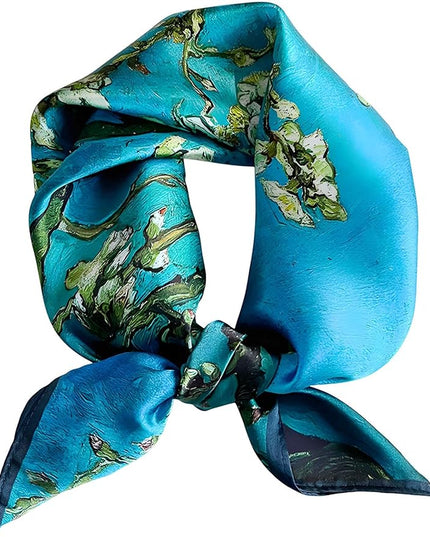 100% Mulberry Silk Scarf for Women Hair Lightweight Square Neckerchief Wrap For Head Scarves 21"