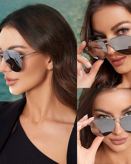 Trendy Oversized Aviator Sunglasses Womens, Retro Cute Big Shades Women's Fashion Sun Glasses UV Protection VF2203