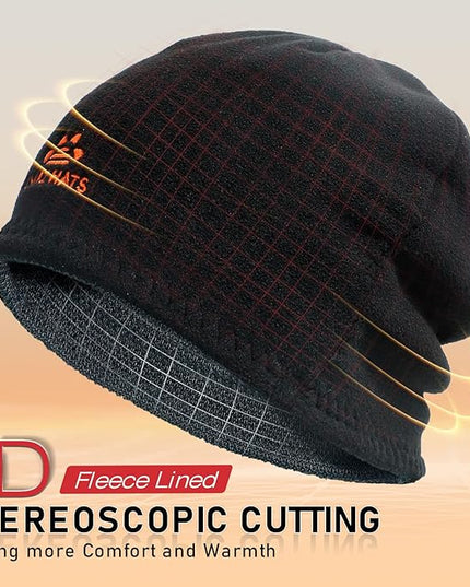 Lvaiz Mens Winter Beanie Hat Warm Fleece Lined Skull Cap for Men Reversible Women Windproof Watch Hat Knit Warm Unisex Beanie