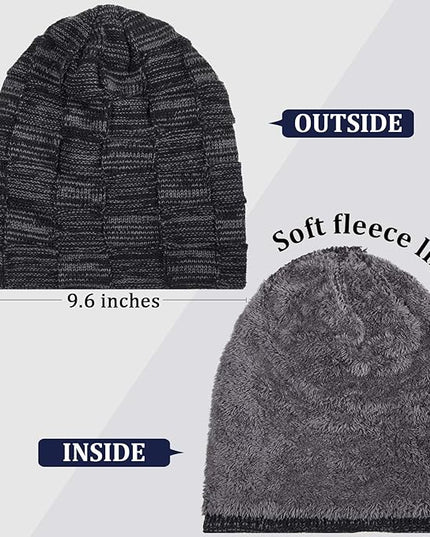 Geyoga 2/3/4 Pack Winter Beanie Hats for Men Warm Slouchy Beanies Hats Fleece Lined Thick Knitted Ski Skull Warm Cap