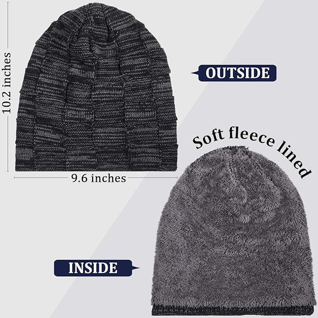 Geyoga 2/3/4 Pack Winter Beanie Hats for Men Warm Slouchy Beanies Hats Fleece Lined Thick Knitted Ski Skull Warm Cap