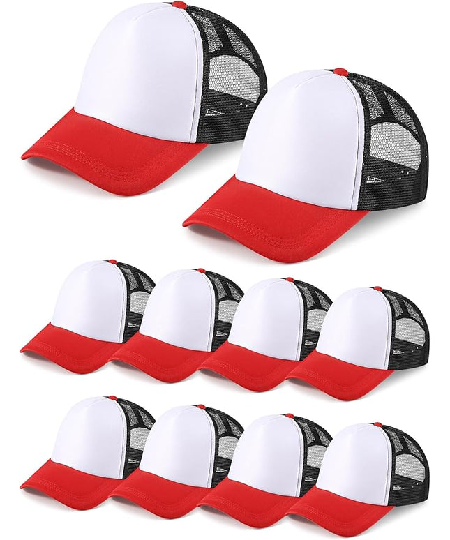 10 Pcs Sublimation Blank Trucker Hats Bulk Mesh Baseball Cap Polyester Mesh Trucker Hat for Men and Women