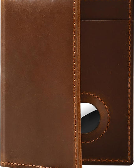 Passport Holder for Travel, Genuine Leather Passport Holder with Airtag, Rfid Passport Wallet Cover Case for Women Men, Travel Essentials Gift, Brown