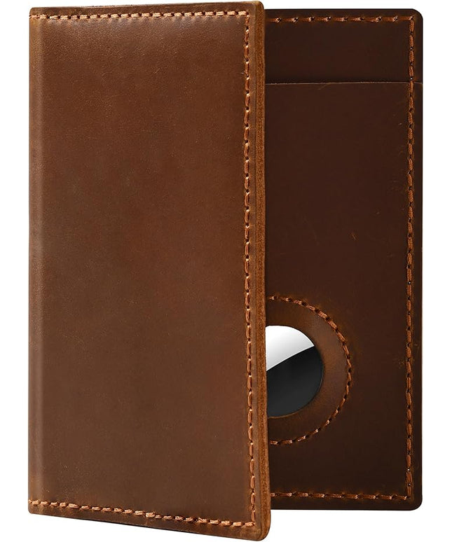 Passport Holder for Travel, Genuine Leather Passport Holder with Airtag, Rfid Passport Wallet Cover Case for Women Men, Travel Essentials Gift, Brown