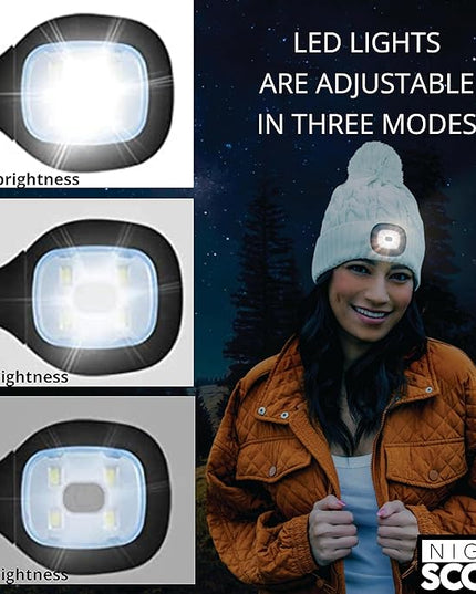 Night Scope Classic Rechargeable LED Warm Knit Beanie Head Light Hat Headlamp for Outdoor Activities