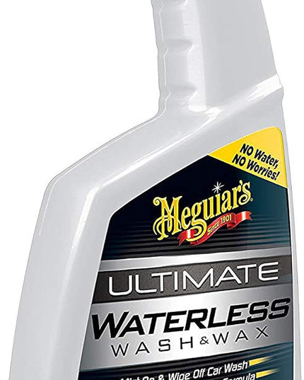 Meguiar’s Ultimate Waterless Wash & Wax, Scratch-Free Cleaning Spray that Cleans and Protects Without Water, 2-in-1 Detailer for Shine, Cool Car Gifts for Men and Women, 26 Oz