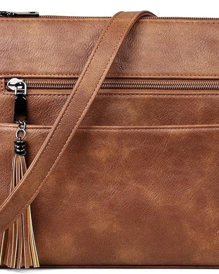 MASINTOR Crossbody Bags for Women, Lightweight Medium Crossbody Purse, Soft Leather Women's Shoulder Handbags with Tassel