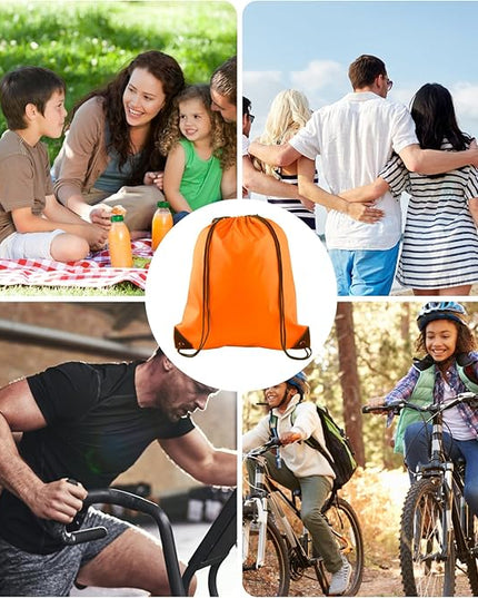 KUUQA 2Pcs Orange Drawstring Backpack Bags Cinch Sack Bulk String Backpack Storage Bag