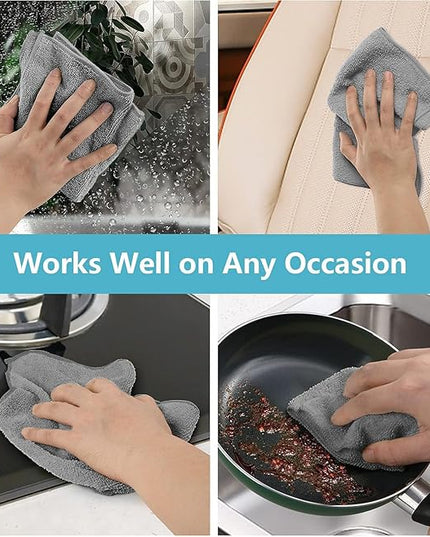 HOMEXCEL Grey Microfiber Cleaning Cloth, 50 Pack Cleaning Towels for Kitchen, Lint Free, Scratch-Free, Highly Absorbent, and Reusable Cleaning Rags for House, Window and Glass, Cars, 11.5 X11.5 inch