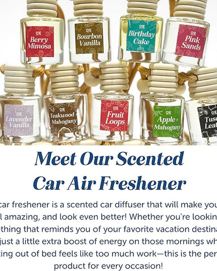 C&E Craft Co Hanging Car Air Freshener Diffuser 2 Pack, Long Lasting Fragrance Oil Car Freshener, Glass Bottle Auto Air Freshener, Made in USA (Teakwood + Mahogany)