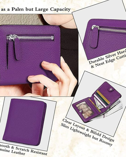 AINIMOER Small Leather Wallet for Women, Ladies Credit Card Holder RFID Blocking Women's Mini Bifold Pocket Purse