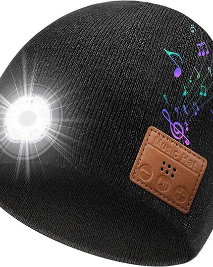 LED Beanie Hat with Bluetooth-Tech Gifts for Men and Women, Wireless Hat Beanie Cap Headlamp Music hat