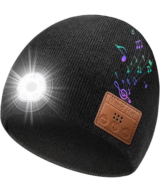 LED Beanie Hat with Bluetooth-Tech Gifts for Men and Women, Wireless Hat Beanie Cap Headlamp Music hat